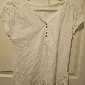 Sonoma White Short Sleeve Henley Top